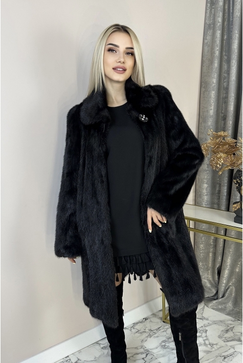 Шуба из норки с воротником 8024663